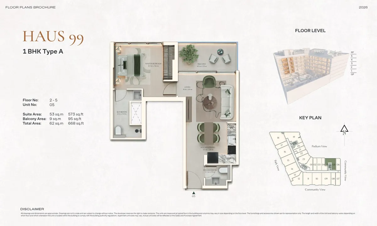 Floor plans: 1 bedroom